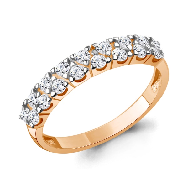 Кольцо из красного золота с фианитами