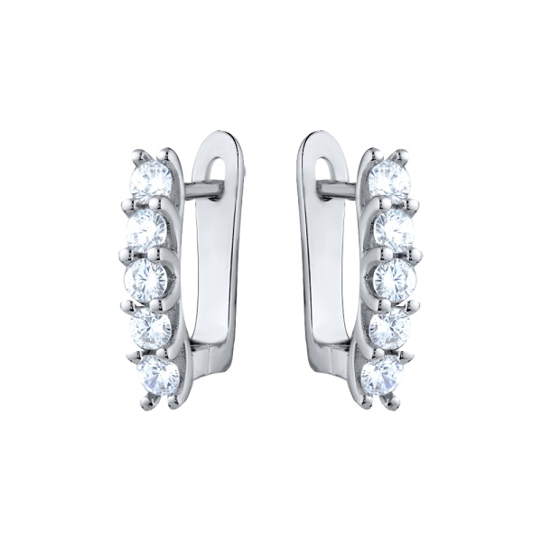 Серьги из серебра с фианитами