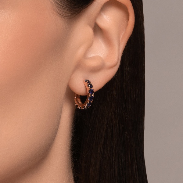 Серьги конго из красного золота с корундами