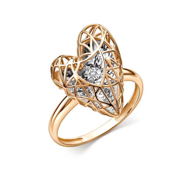 Кольцо из красного золота с танцующим бриллиантом