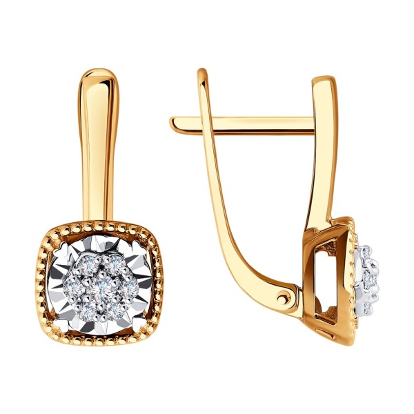 Серьги из красного золота с бриллиантами