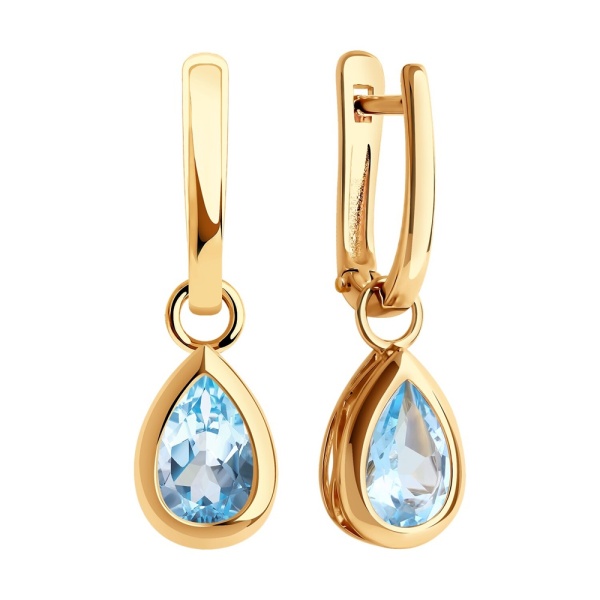 Серьги из красного золота с топазами