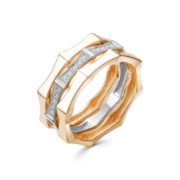 Кольцо из комбинированного золота с бриллиантами