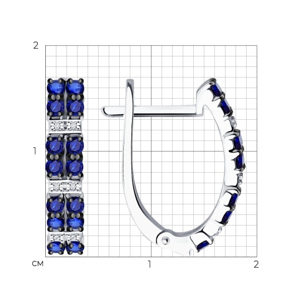 Серьги из белого золота с бриллиантами и сапфирами