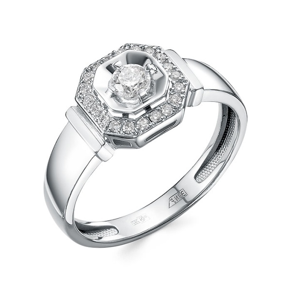 Кольцо из белого золота с бриллиантами