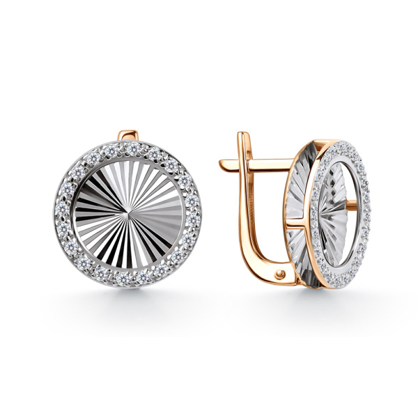 Серьги из комбинированного золота с бриллиантами