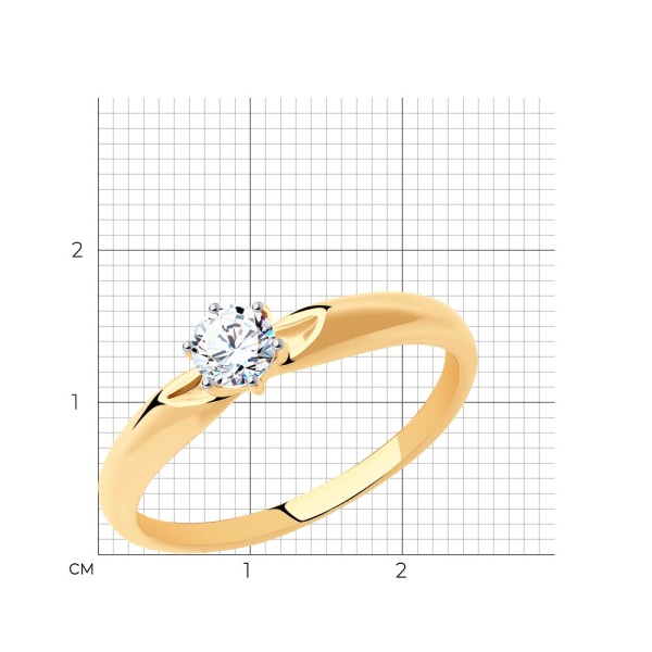 Кольцо из красного золота с фианитом