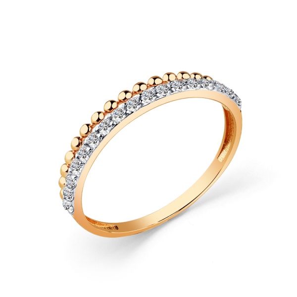 Кольцо из красного золота с фианитами