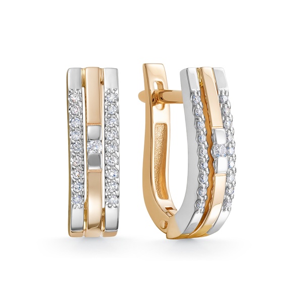 Серьги из комбинированного золота с бриллиантами