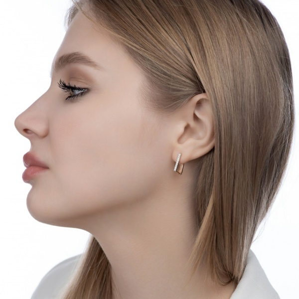 Серьги из красного золота с фианитами