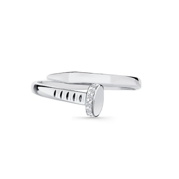 Кольцо из белого золота с фианитами