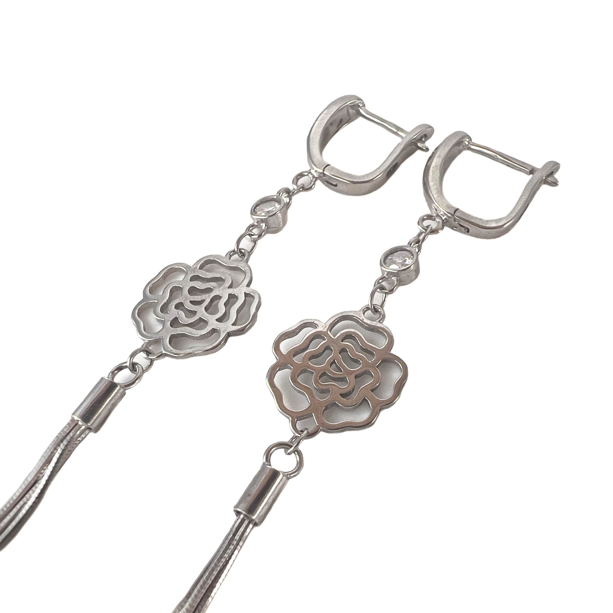 Серьги из серебра с фианитами