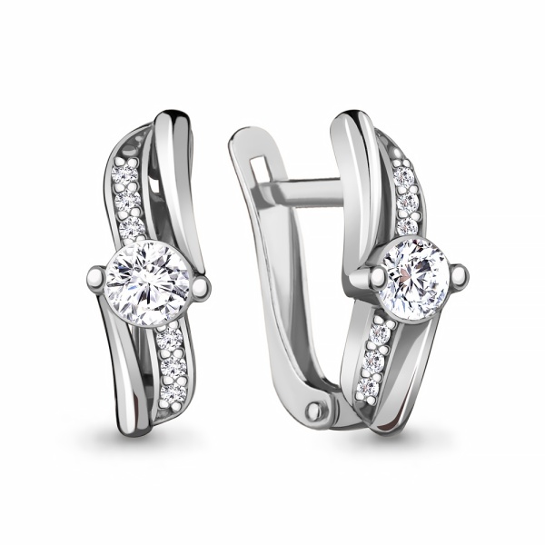 Серьги из серебра с фианитами