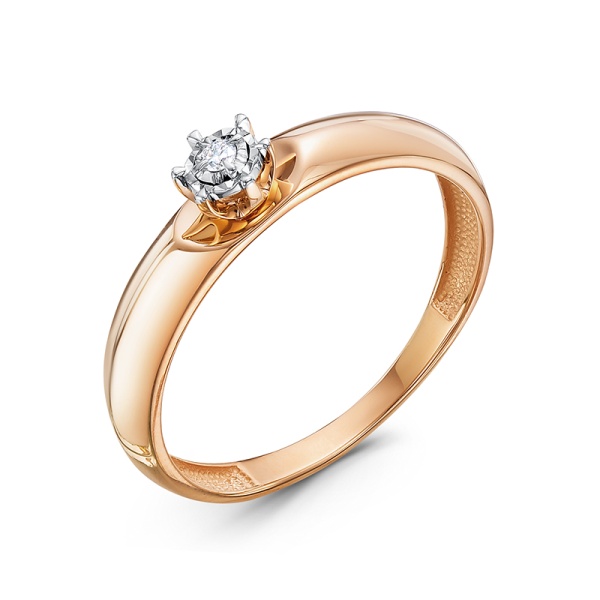 Кольцо из красного золота с бриллиантом