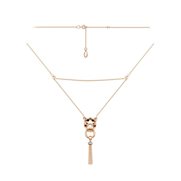 Колье из красного золота с фианитами и эмалью