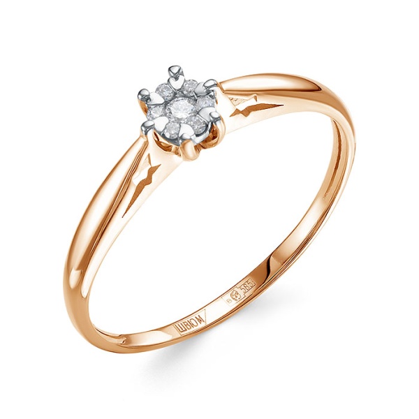 Кольцо из красного золота с бриллиантами