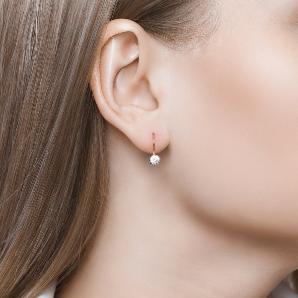 Серьги из красного золота 585 пробы с фианитами