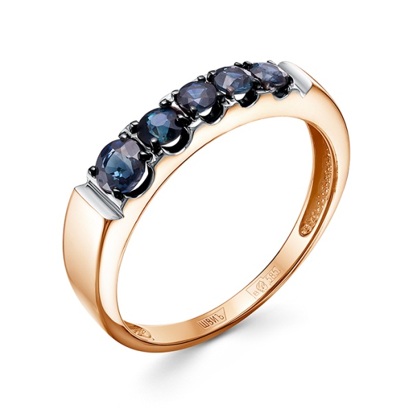 Кольцо из красного золота с сапфирами