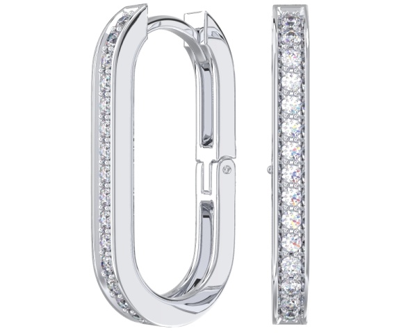 Серьги конго из серебра с фианитами