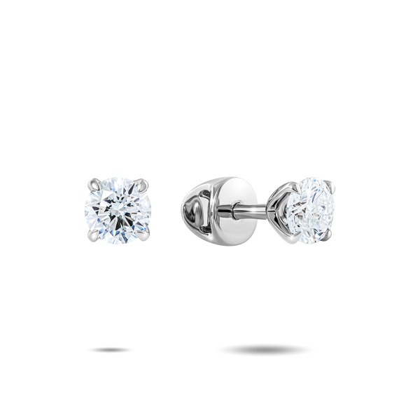 Серьги пусеты из белого золота с бриллиантами