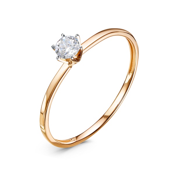 Кольцо из красного золота с фианитом