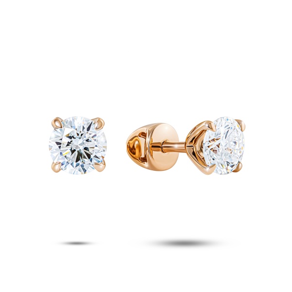 Серьги пусеты из красного золота с бриллиантами