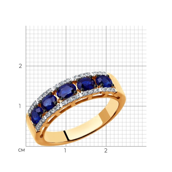 Кольцо из золота с сапфирами и бриллиантами