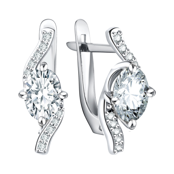 Серьги из серебра с фианитами