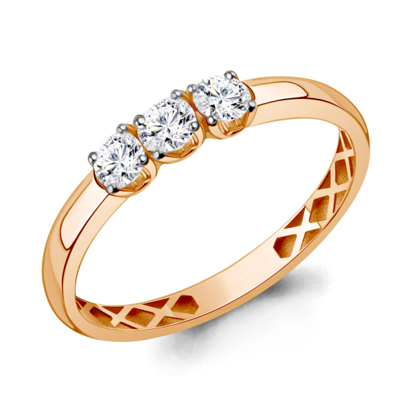 Кольцо из красного золота с фианитами