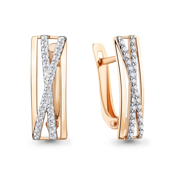 Серьги из красного золота с фианитами