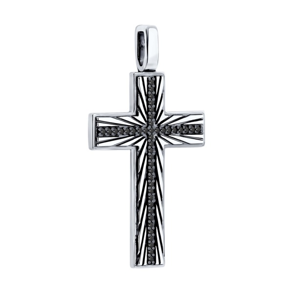 Декоративный крестик из серебра с фианитами