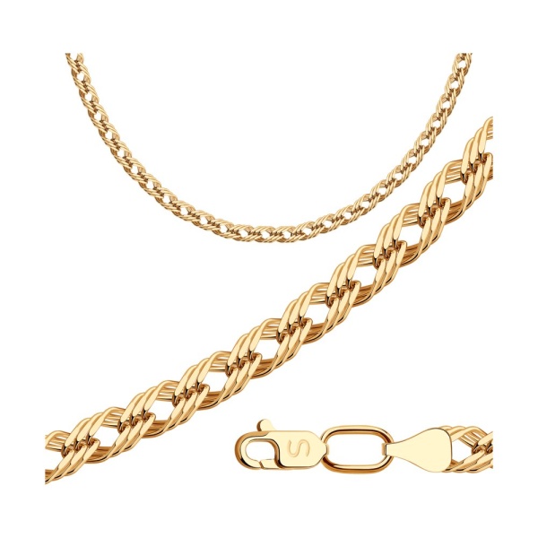 Цепь из красного золота 585, плетение «Ромб тройной»