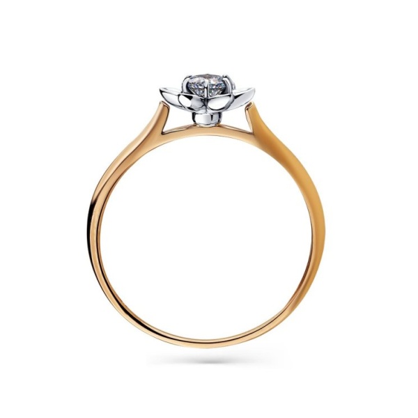 Кольцо из красного золота фианитом