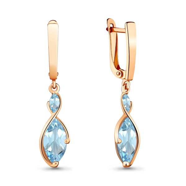 Серьги из красного золота с топазами