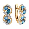 Серьги из красного золота с топазами и фианитами