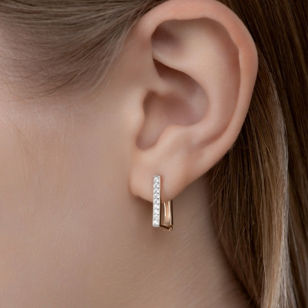 Серьги из красного золота с фианитами