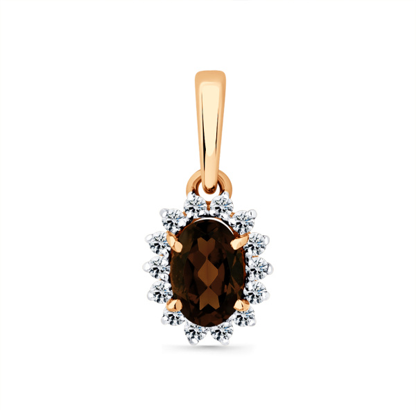 Подвеска из красного золота с раухтопазом и фианитами