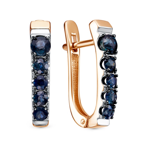 Серьги из красного золота с сапфирами и бриллиантами