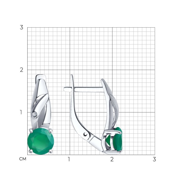 Серьги из серебра с агатами и бриллиантами