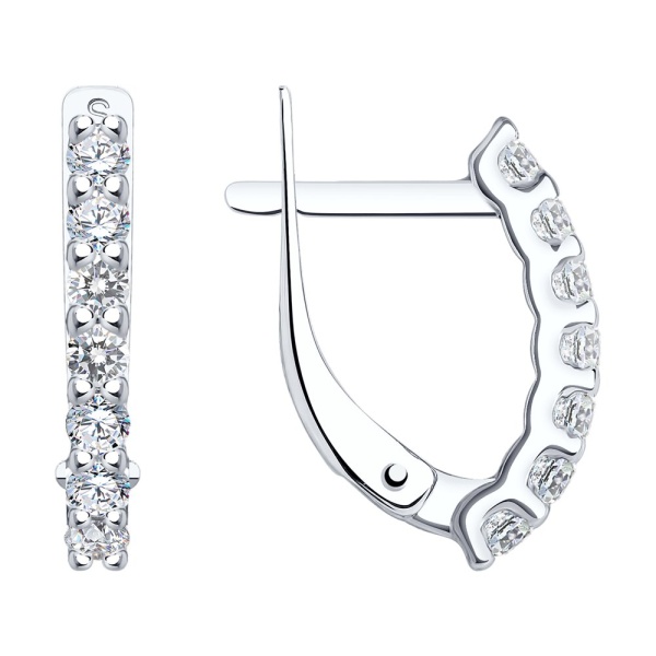 Серьги из белого золота с фианитами