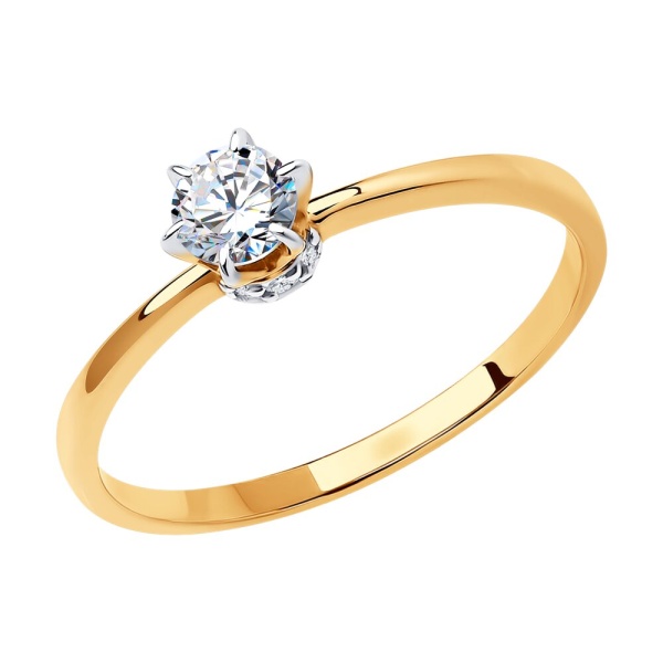 Кольцо из красного золота с фианитами