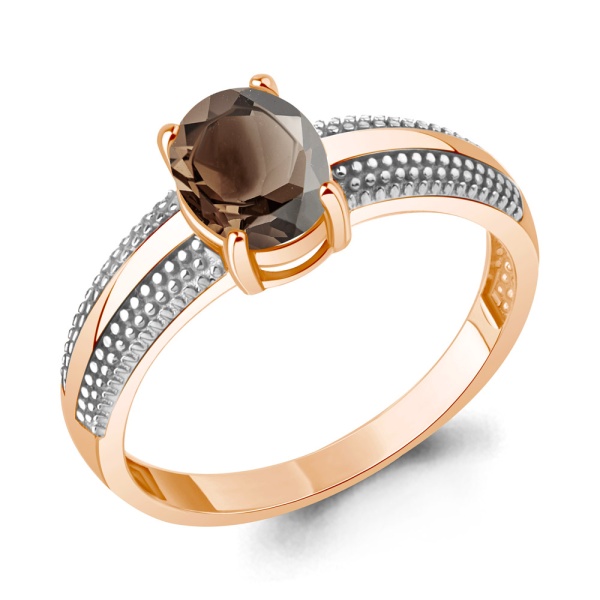 Кольцо из красного золота с дымчатым кварцем