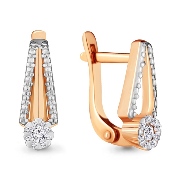 Серьги из красного золота с бриллиантами