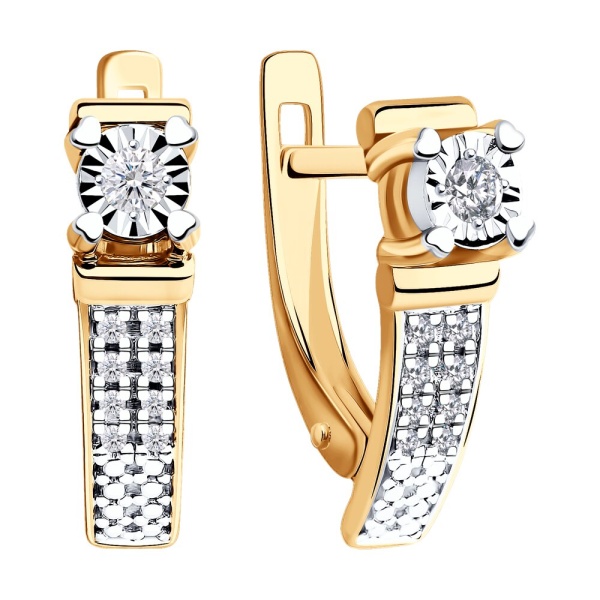 Серьги из красного золота с бриллиантами