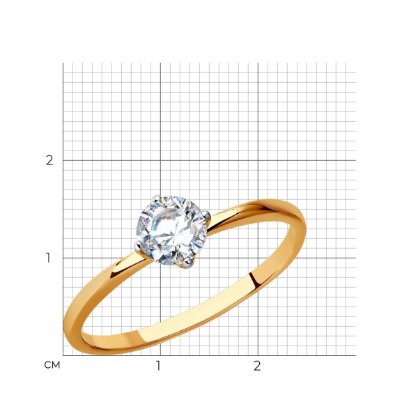 Кольцо из красного золота с фианитом