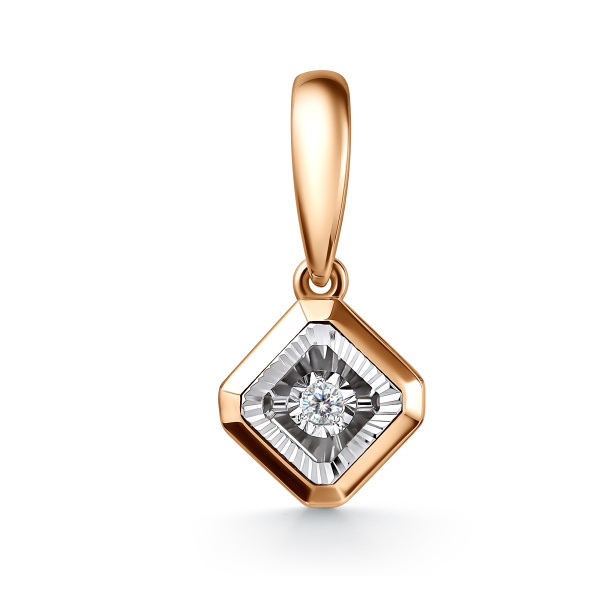 Подвеска из комбинированного золота с танцующим бриллиантом