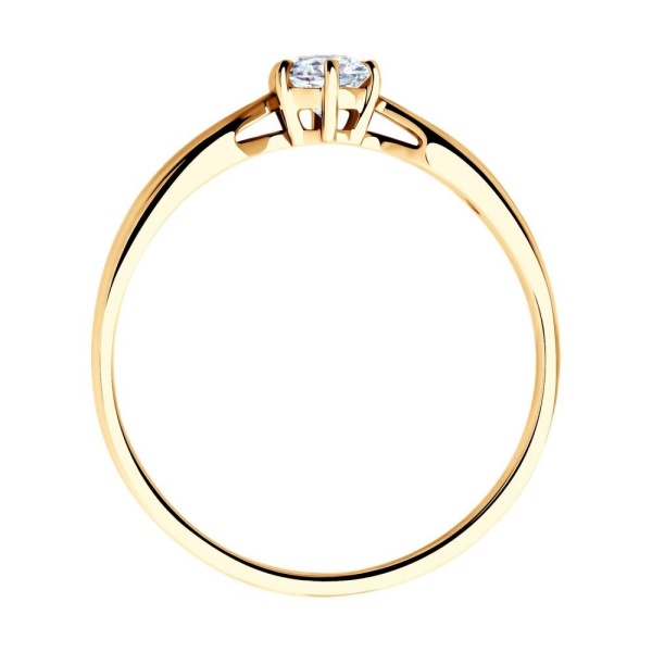 Кольцо из красного золота с выращенным бриллиантом