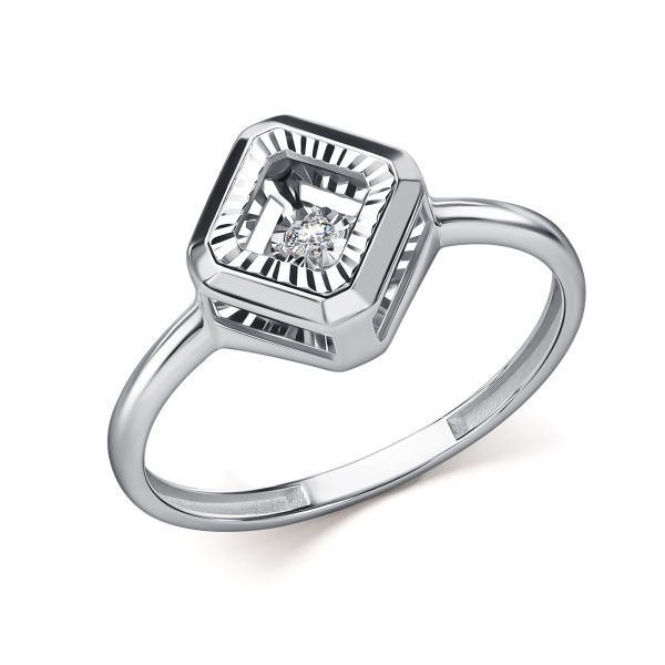 Кольцо из белого золота с танцующим бриллиантом