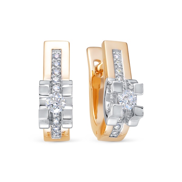 Серьги из красного золота с бриллиантами