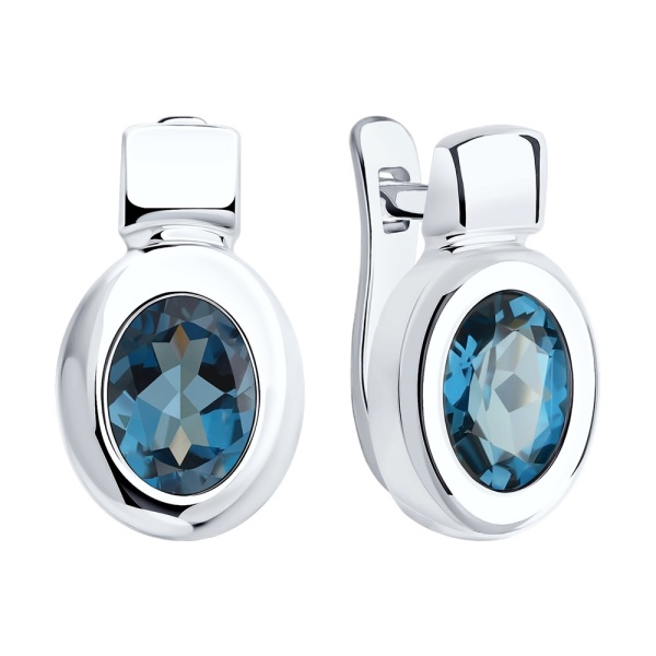 Серьги из белого золота с топазами